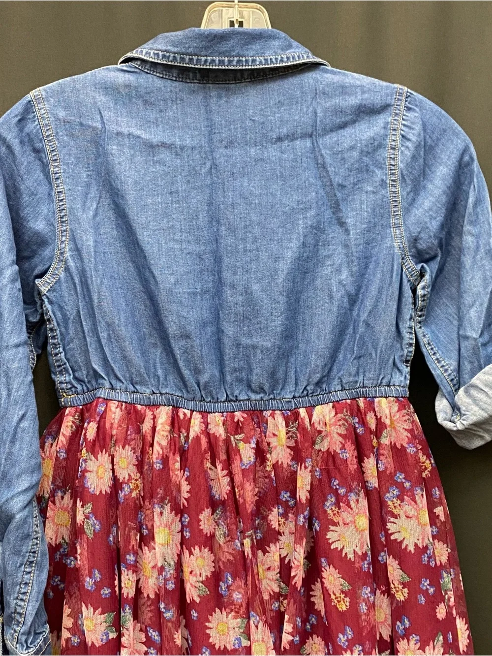 Justice Girls Denim & Floral Tulle Convertible Shirt Dress Size 10